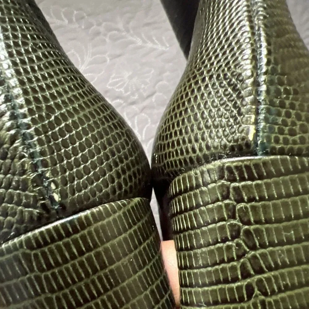 Miista Marcelle Bottle Green Snake Skin Genuine Leather Boots SZ EU40/US9.5/UK 7